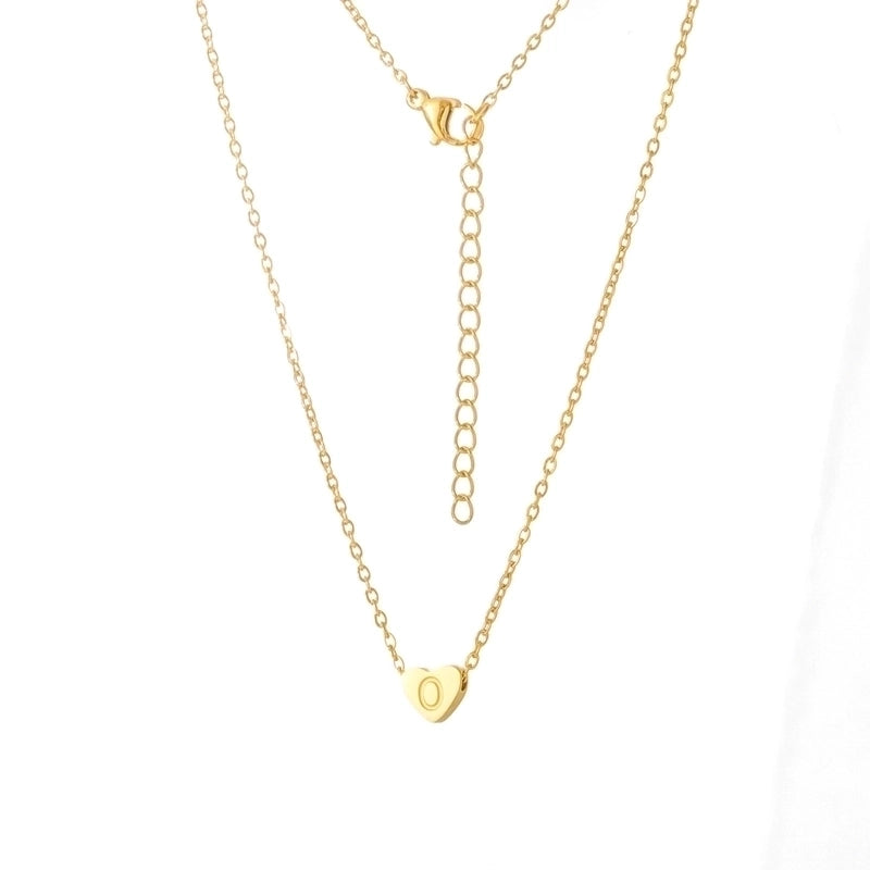 Stainless Steel Titanium Steel 18K Gold Plated Minimalist Letter Heart Shape None Pendant Necklace