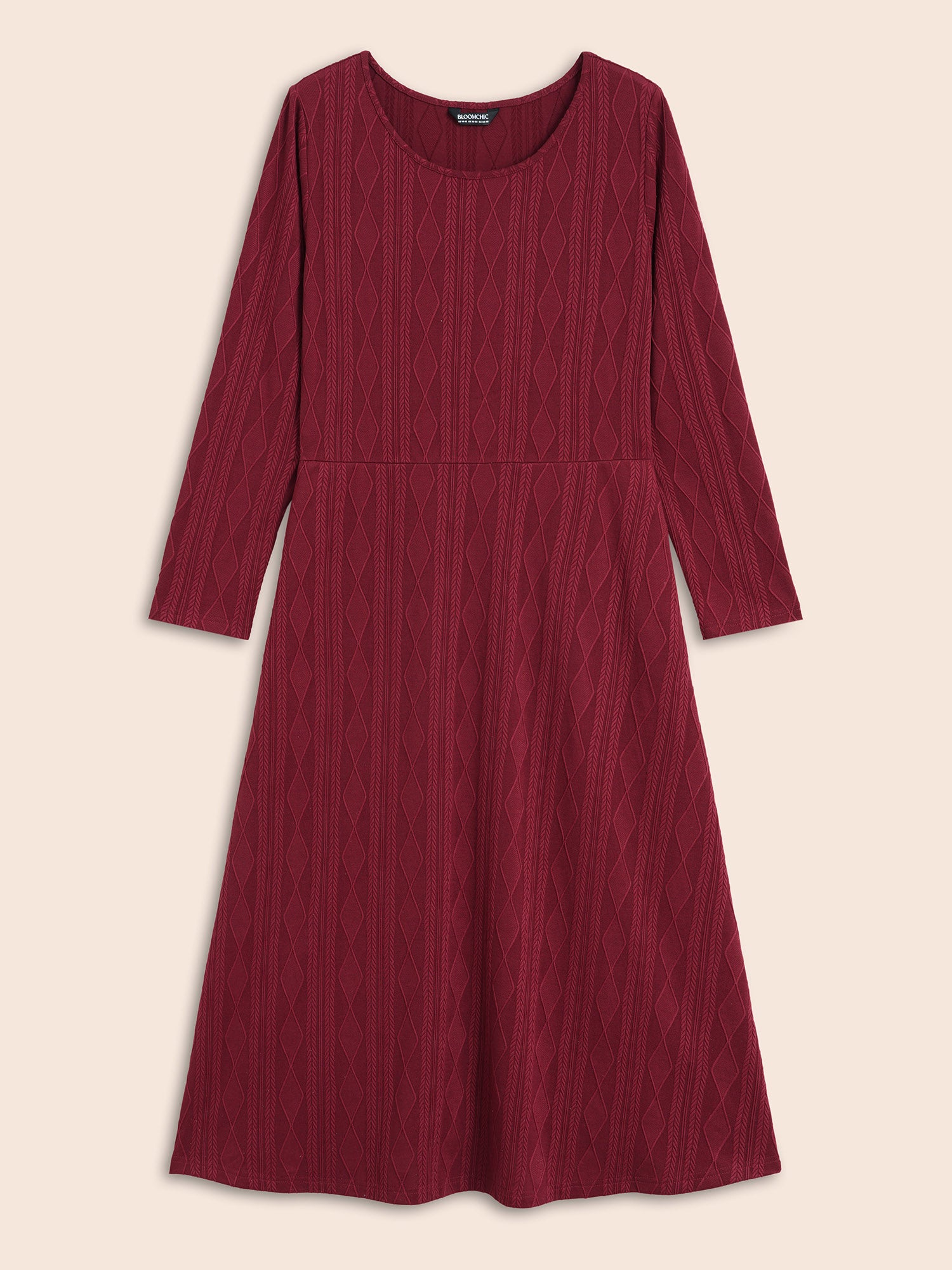 Textured Knit Fit-And-Flare Midi Dress