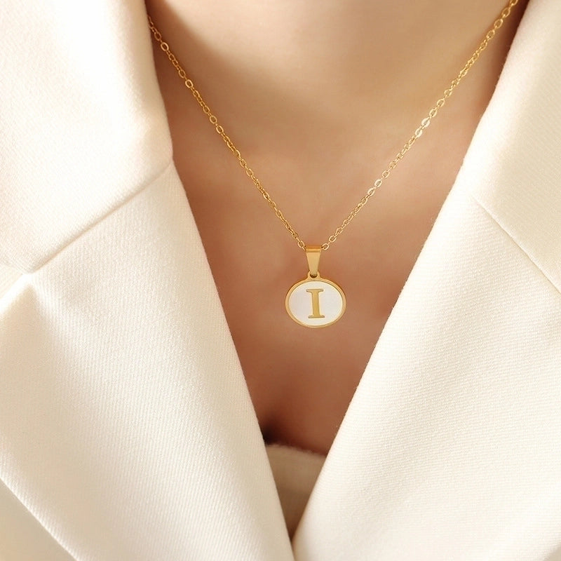Fashion Letter 304 Stainless Steel Shell 18K Gold Plated Plating Pendant Necklace
