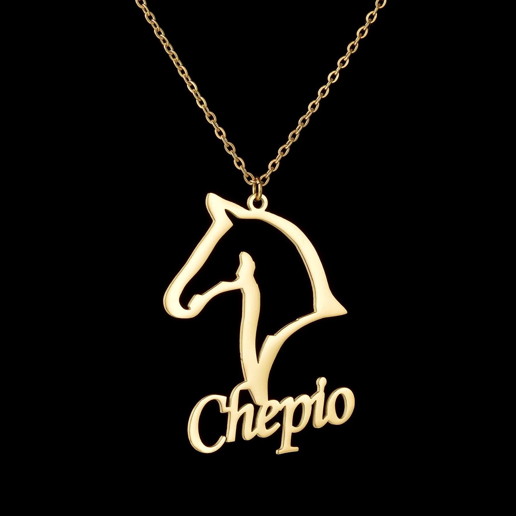 Custom Animal Outline Pendant Necklace With Name Design