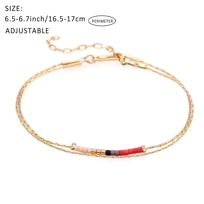 Glass Copper Minimalist Beaded Geometric Colorful Bracelets