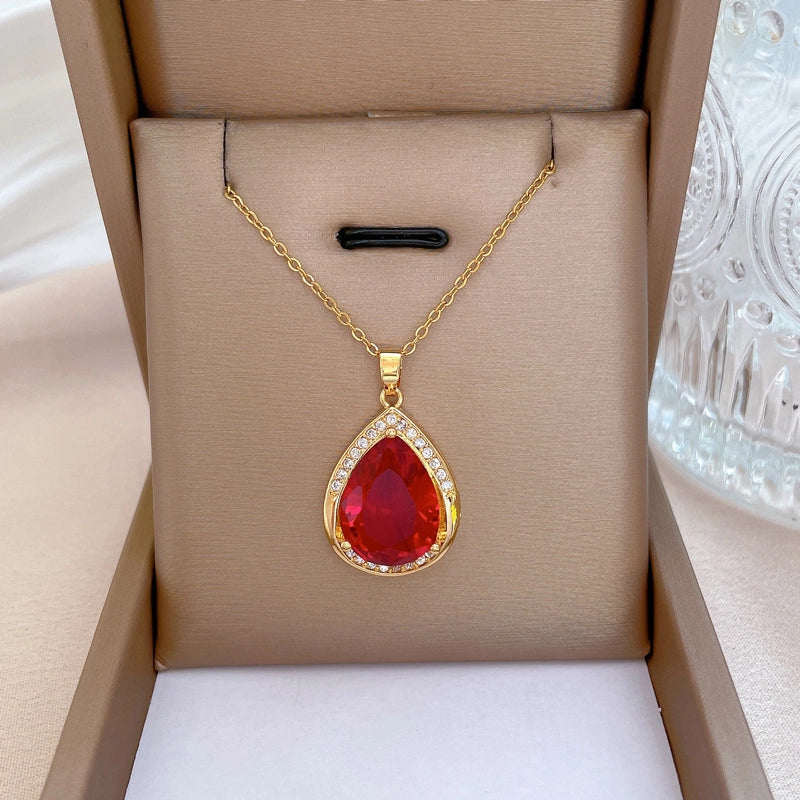 Fashion Geometric Titanium Steel Copper Plating Artificial Diamond Necklace