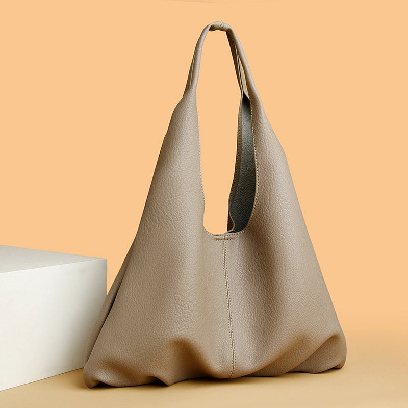 Women's Medium Pu Leather Solid Color Basic Classic Style Bucket Magnetic Buckle Shoulder Bag
