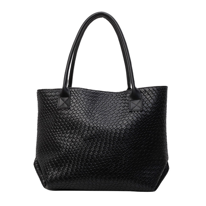 Large Capacity Commuter Tote Bag Fashionable Niche Embossed Textural Shoulder Bag Work Simple Hand Underarm Bag
