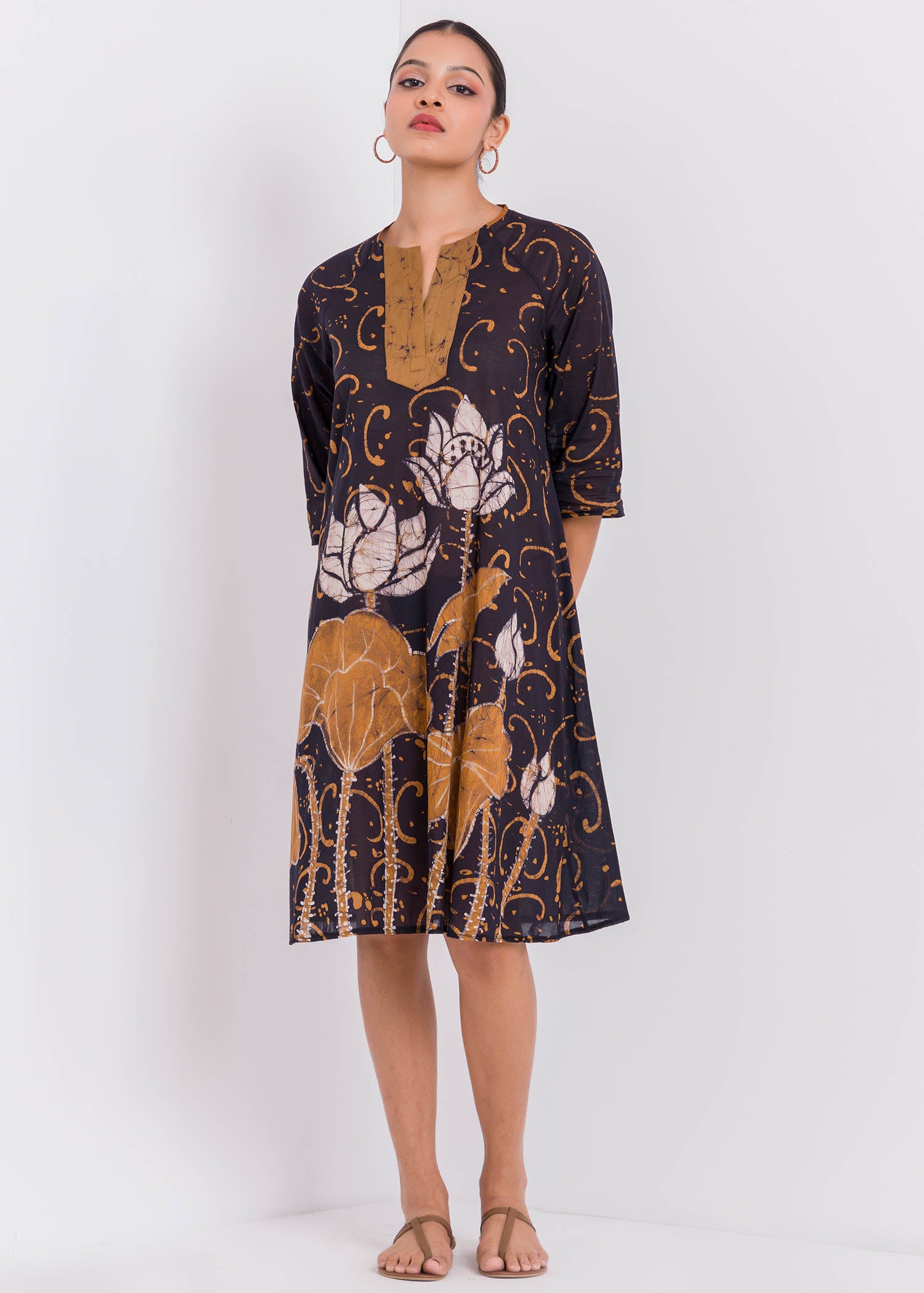 Batik Lotus Hand Printed Dress