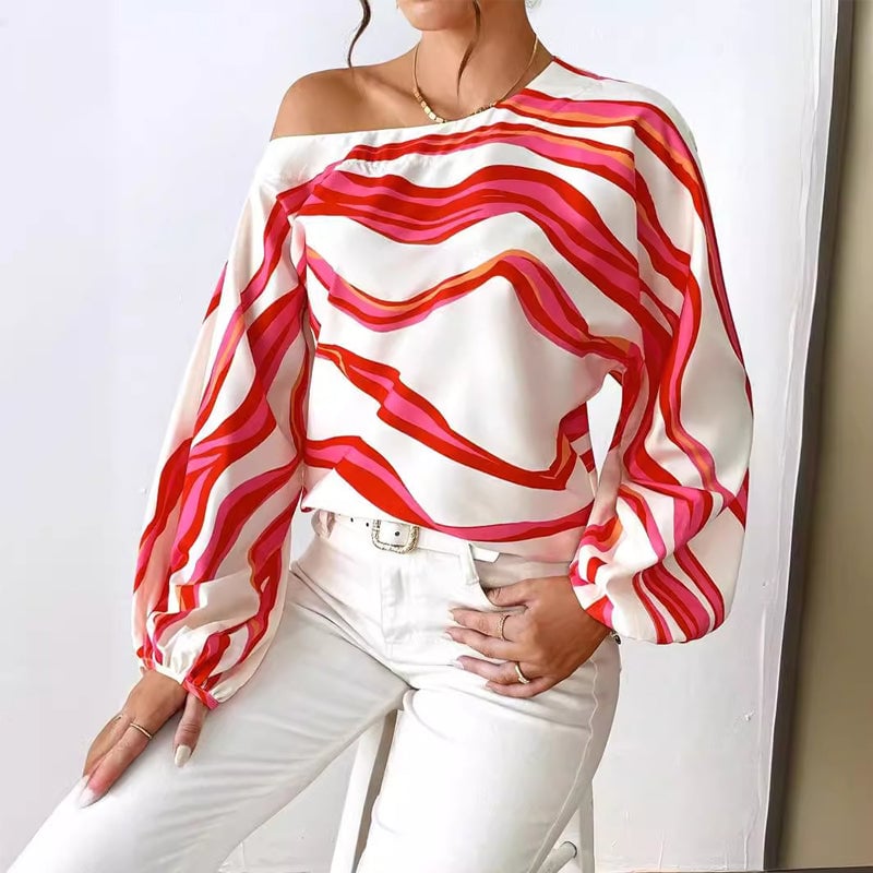 ⏰Limited time offer✨Casual Off-Shoulder Top with Striped Print💕
