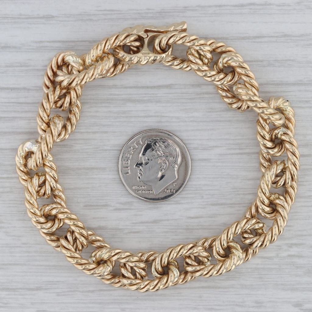 7.5 Rope Link Cable Chain Bracelet 14k Yellow Gold 11.5mm
