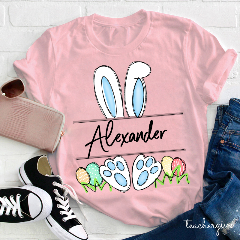 Personalized Name Easter Bunny Teacher T-Shirt