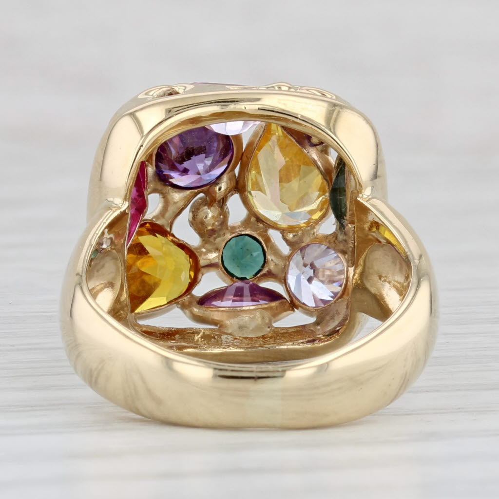 Gemstone Ring 14k Gold Cubic Zirconia Lab Created Ruby Spinal Sapphire