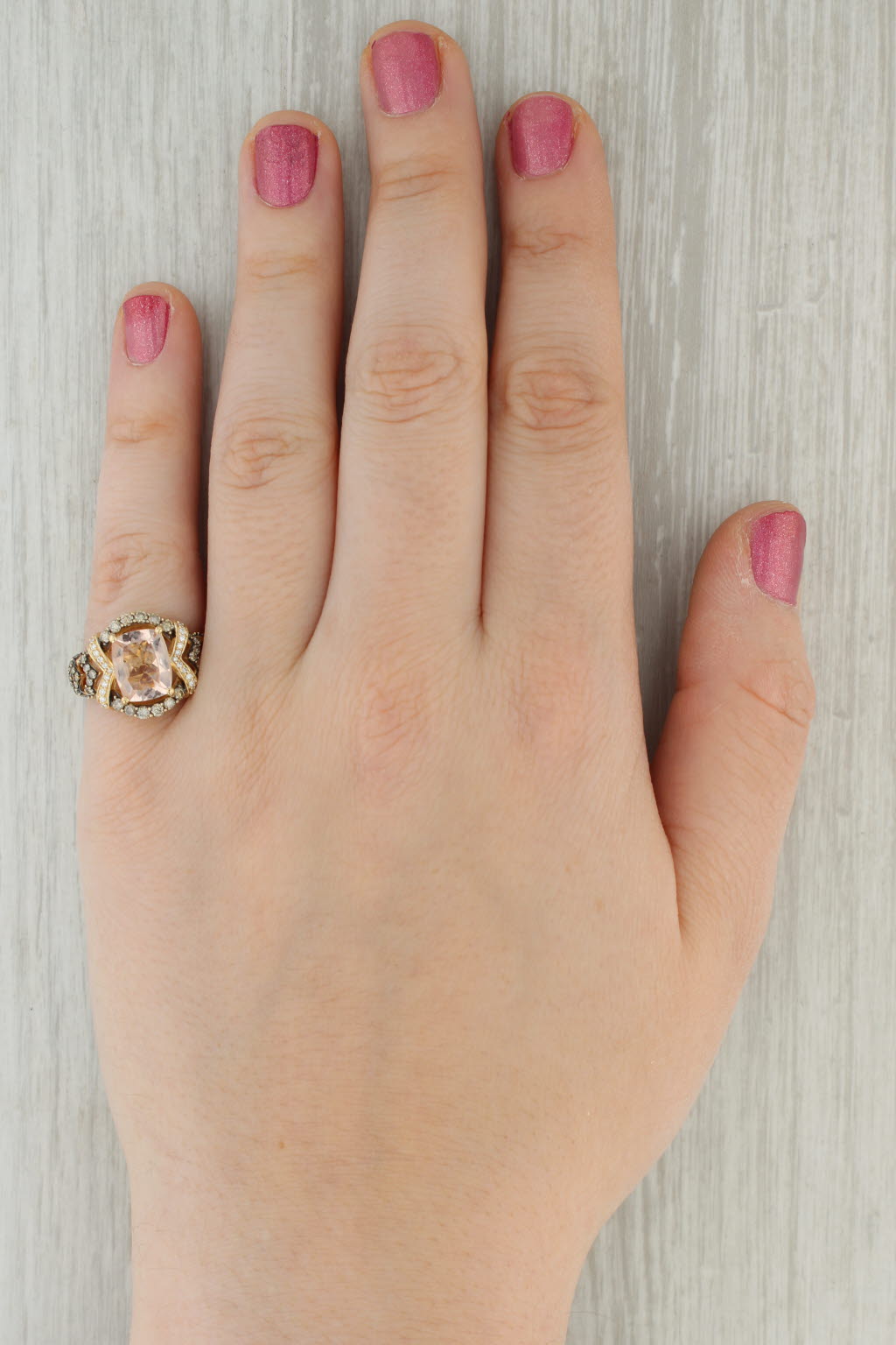 3.63ctw Le Vian Chocolate Brown Diamonds Morganite Ring 14k Gold Size 7 Cocktail