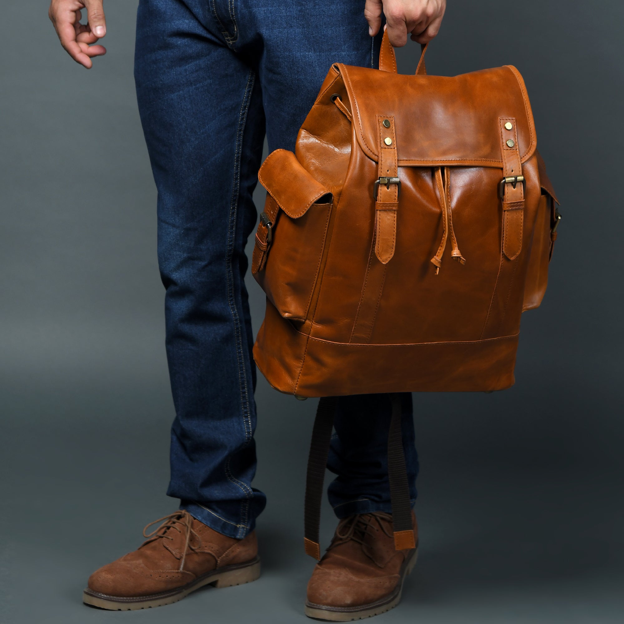 Earthen Leather Laptop Backpack
