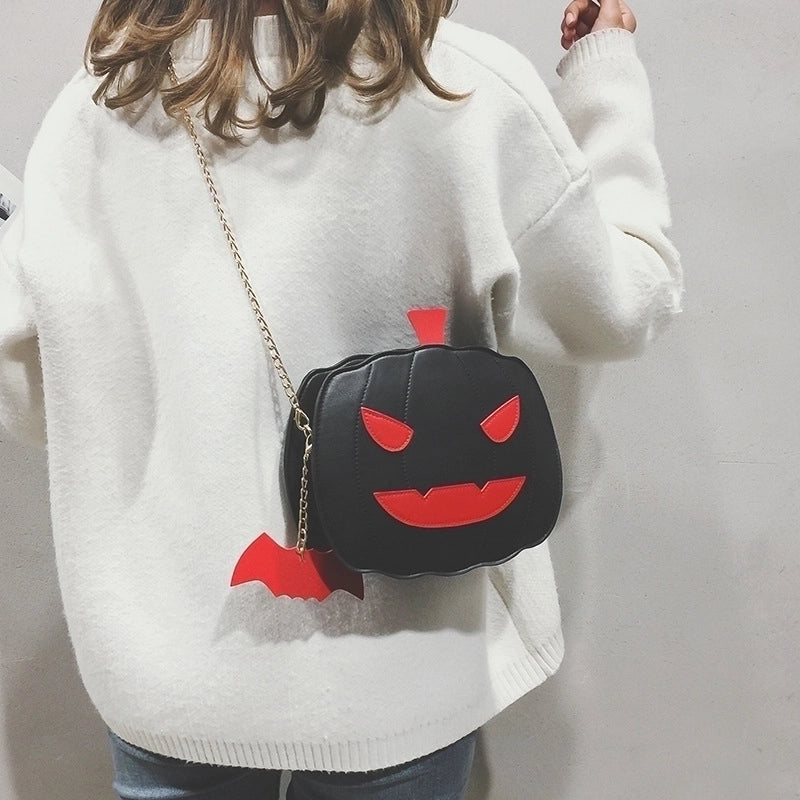 Halloween Women'S Small PU Leather Pumpkin Streetwear Zipper Chain Bag