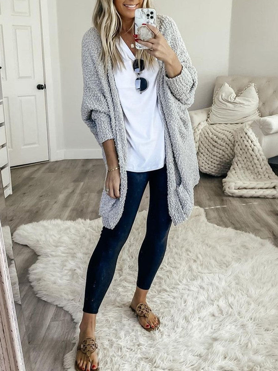 Casual Daily Solid Cardigan Cardigan Collar Tops(5 colors)