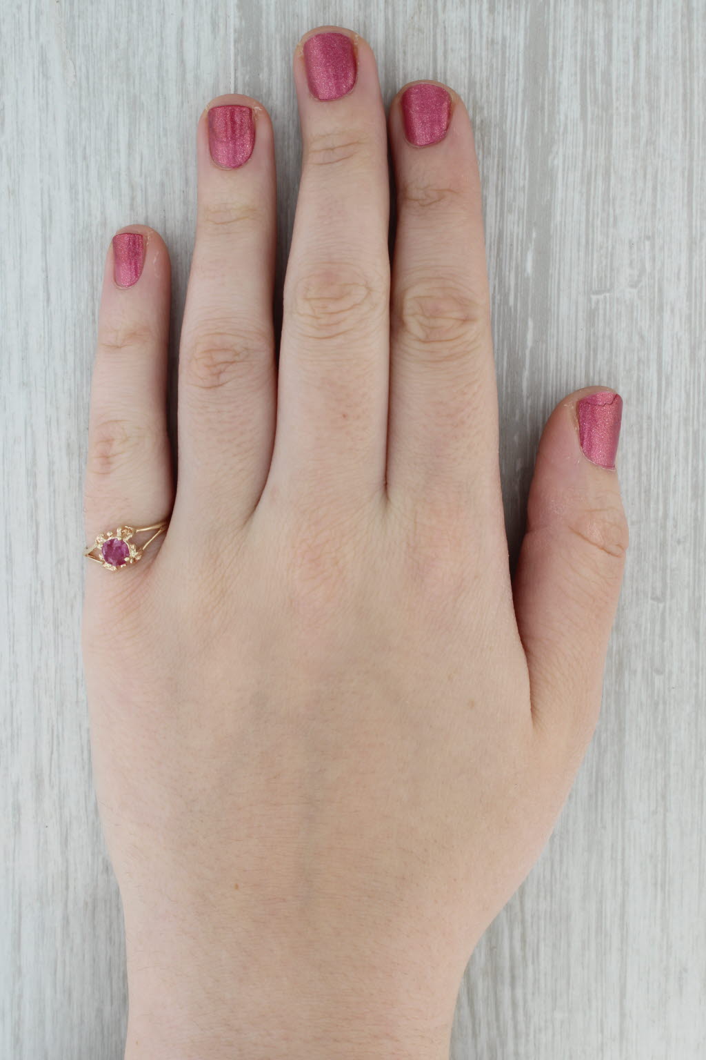0.50ct Ruby Ring 10k Yellow Gold Round Solitaire Size 7