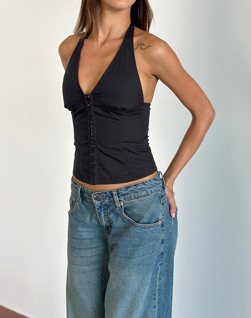 Miken Halterneck Vest Top in Black