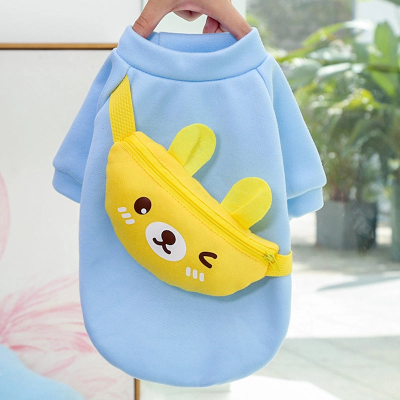 Autumn/winter Cute Dog Cat Crossbody Zipper Warm Clothes Pet Supplies Yellow Bear Frog Bear French Bulldog Clothes