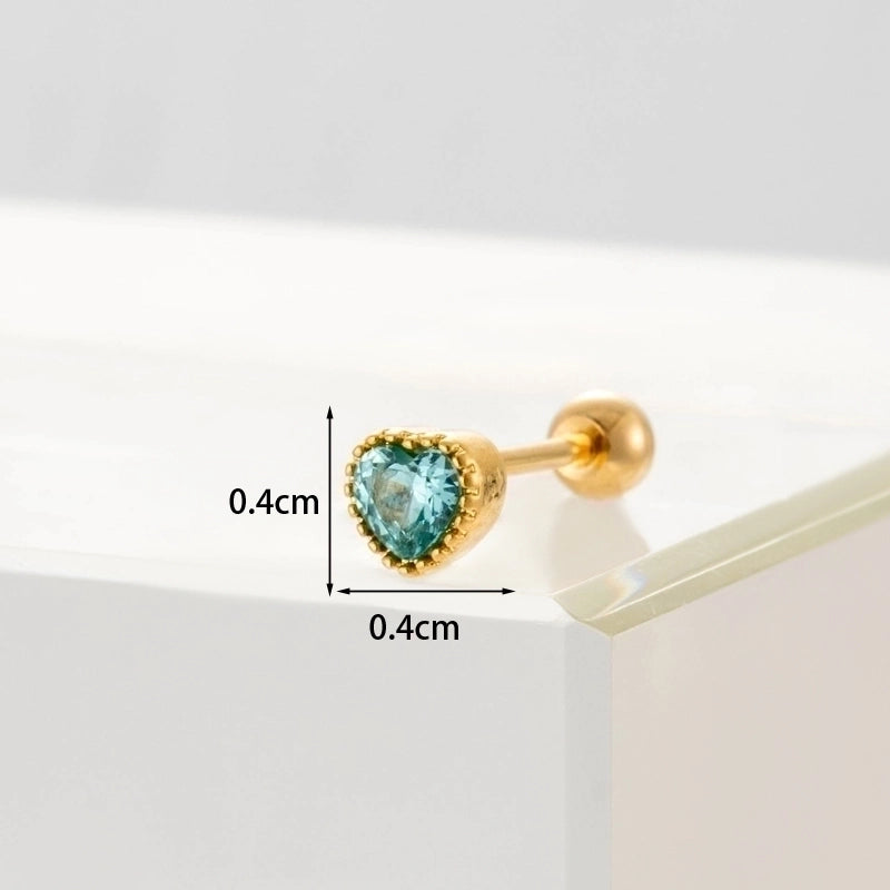 Ear Cartilage Rings & Studs Minimalist Heart Copper Plating Artificial Gemstones