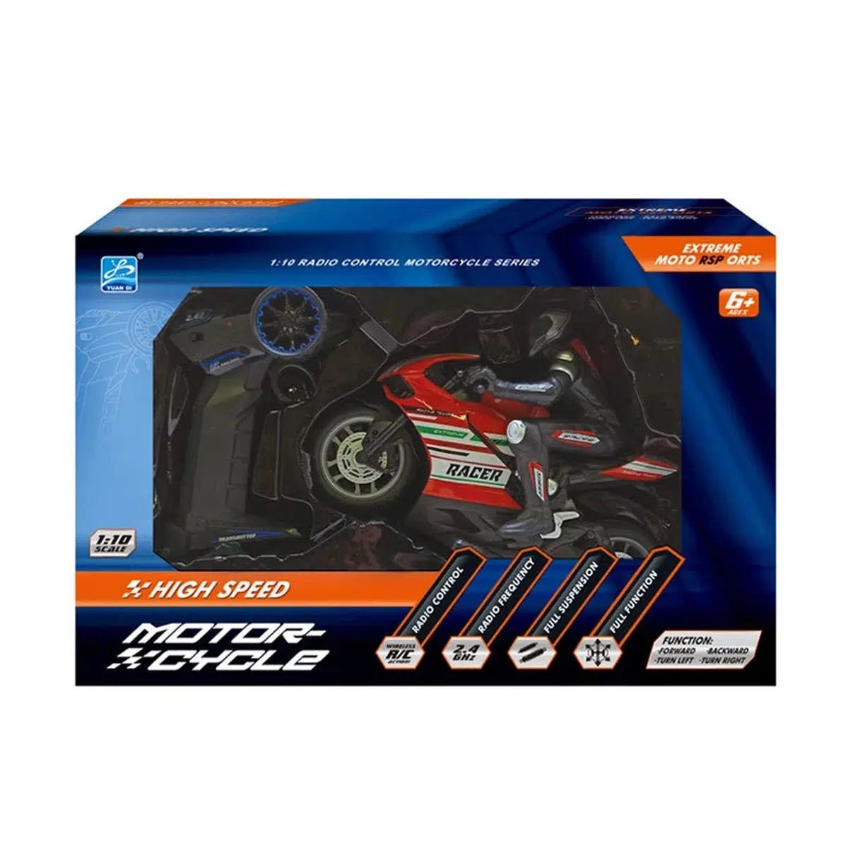 2.4GHz Stunt RC Motorbike - 1:10 Scale High-Speed Drift Racer with 30-Min Drive FREE SHIPPINGe