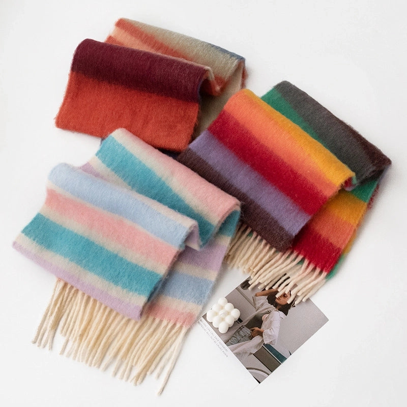 Maillard Plaid Scarf High-Grade Women's Autumn And Winter 2024 New Fluffy Large Brushed Shawl Thickened Warm Fashion