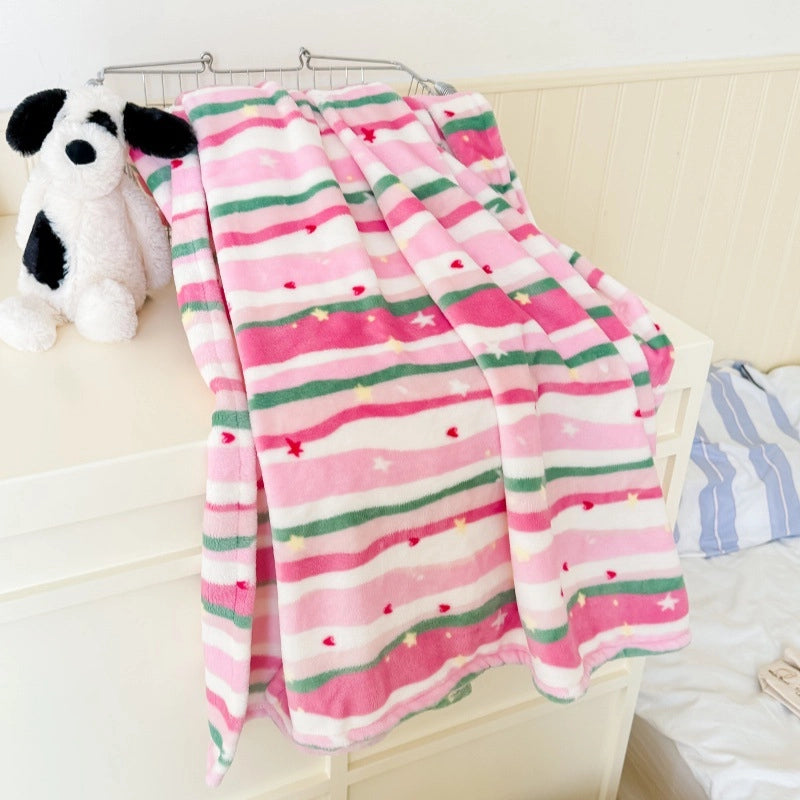 In Stock | Style Autumn And Winter Thickened Cartoon Crayon Small New  Casual Plush Blanket Dormitory Bed Sheet