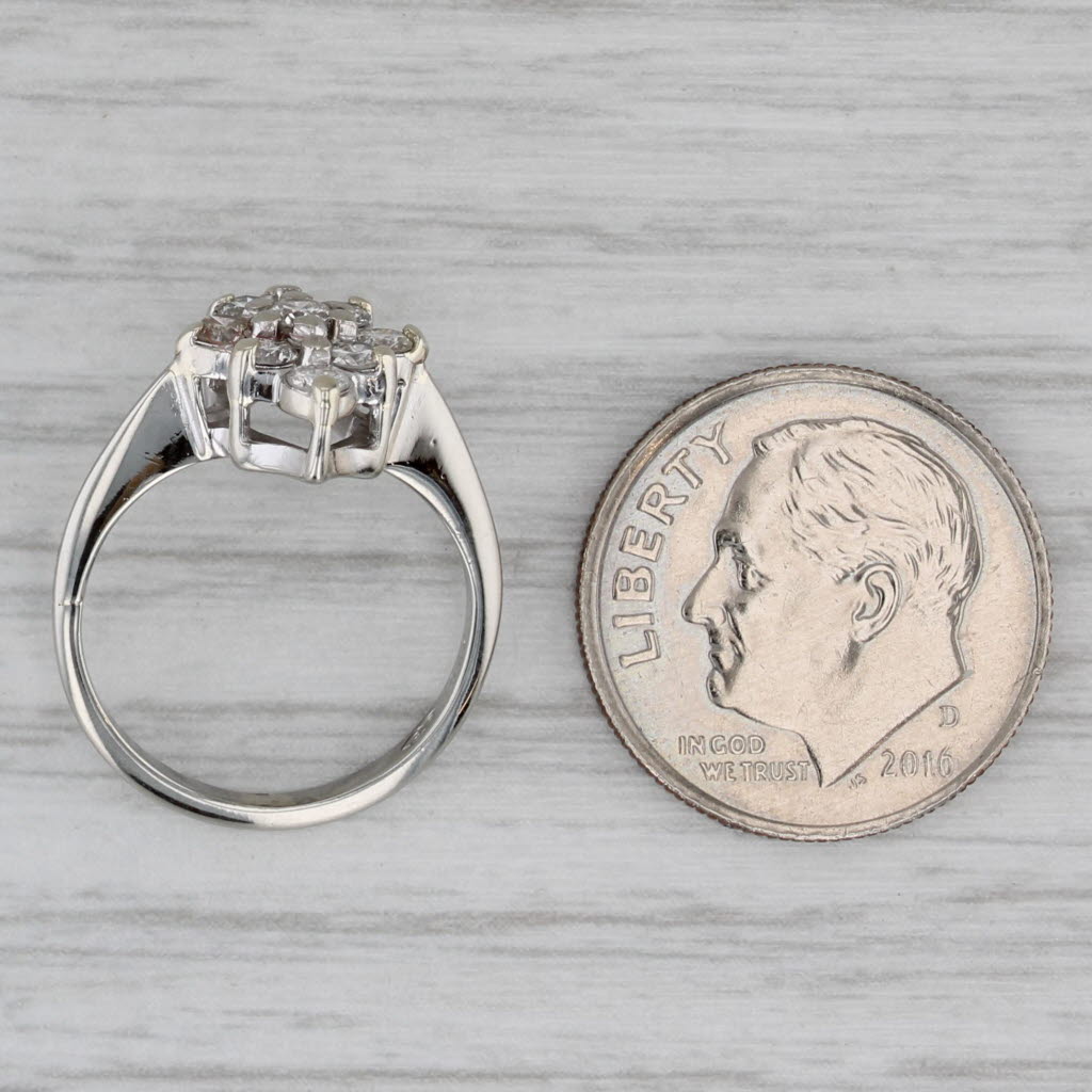 0.33ctw Diamnd Cluster Ring 10k White Gold Size 3