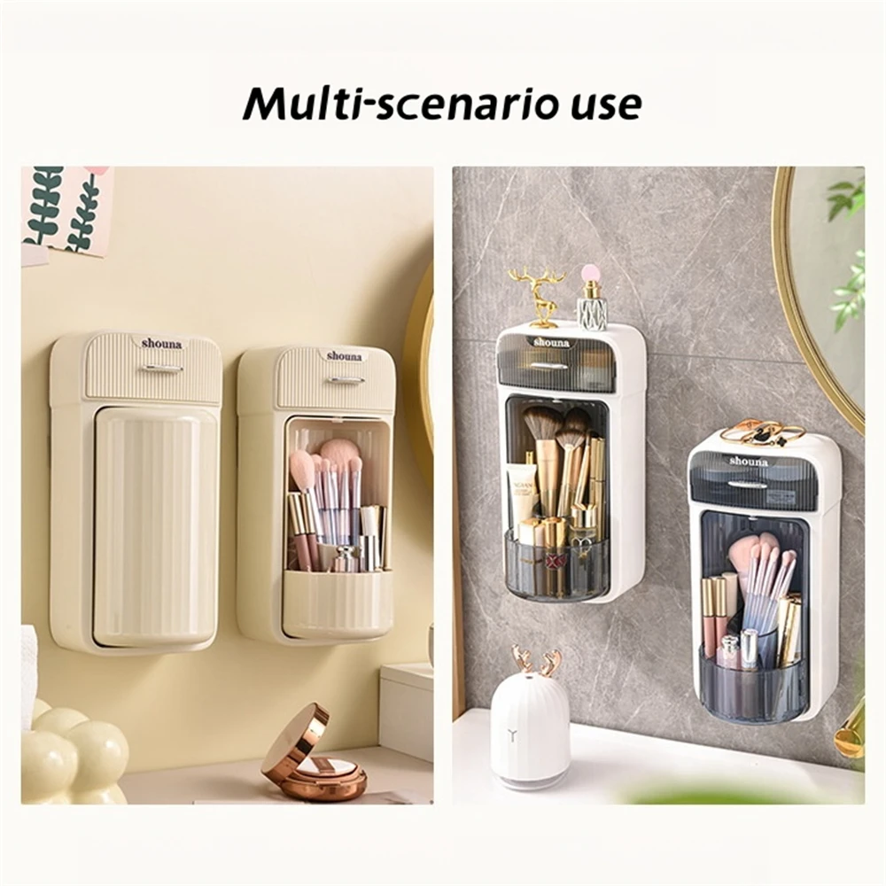 LUXORMOVE WALL MOUNTED MAKEUP BRUSH ORGANIZER 360° ROTATING STORAGE RACK