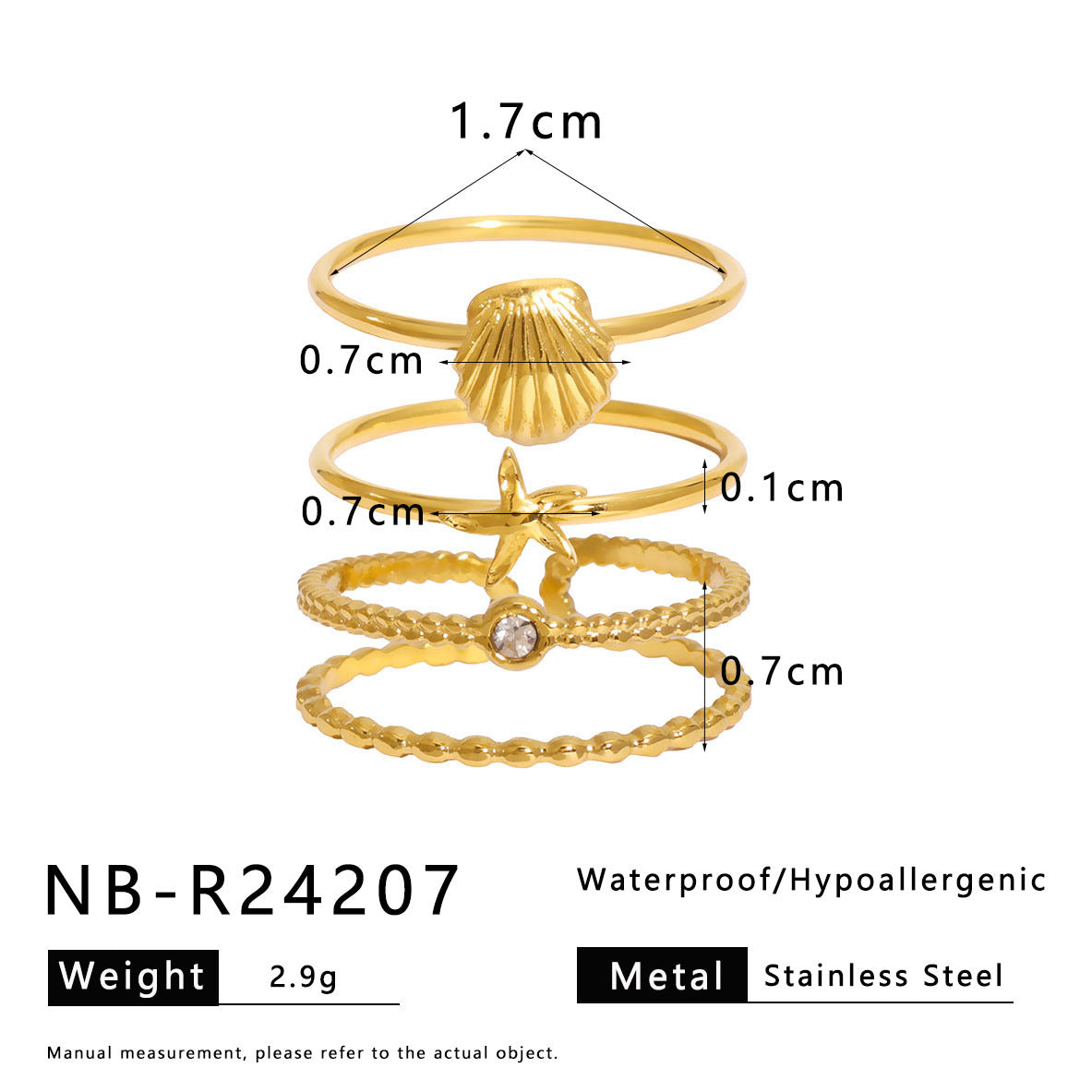 Zircon Love Four-Leaf Flower Stainless Steel Ring Female Design Niche Versatile Ring