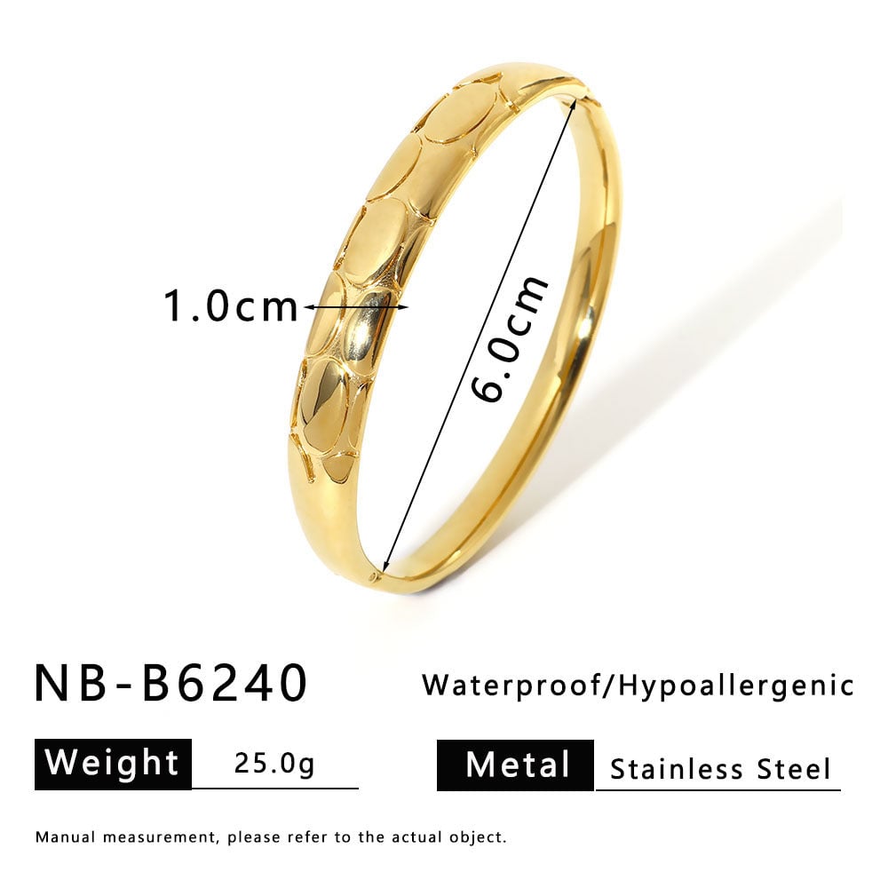 Ins Style Simple Classic Scale Inlaid Diamond White Shell Titanium Steel Bracelet 18K Gold Wide Version Of The Second-Hand Bracelet