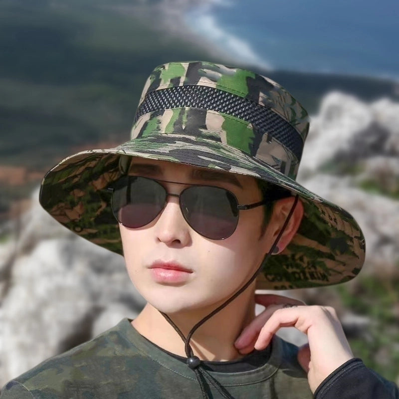 Men's Retro Minimalist Camouflage Wide Eaves Sun Hat
