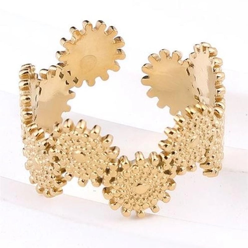 Princess Minimalist Solid Color 302 Stainless Steel 18K Gold Plated Rings
