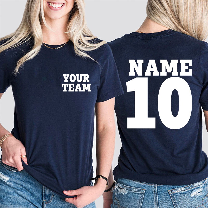 Personalized Team Name And  Number Team Teacher Two Sided T-Shirt