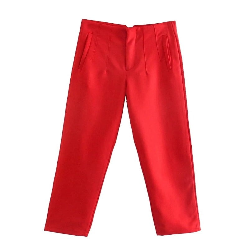 Waist Zipper Fly Female Trousers