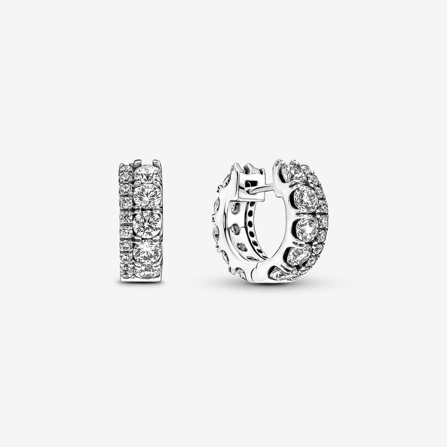 Double Band Pavé Hoop Pandora Earrings