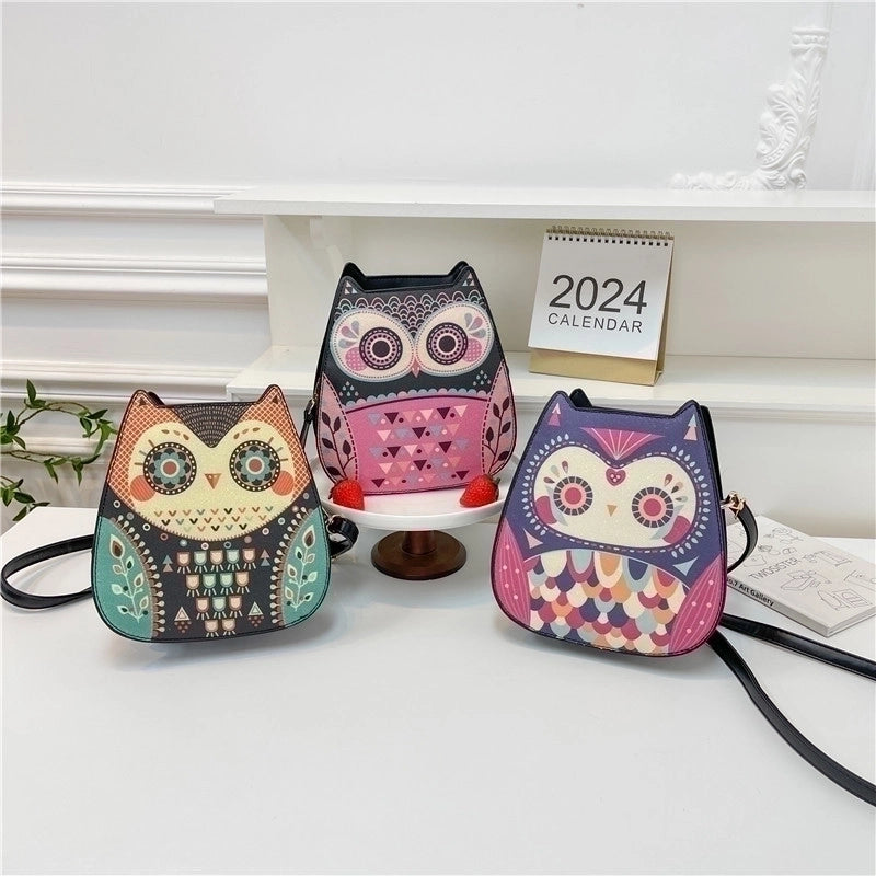 Women's Small Pu Leather Animal Color Block Streetwear Zipper Shoulder Bag