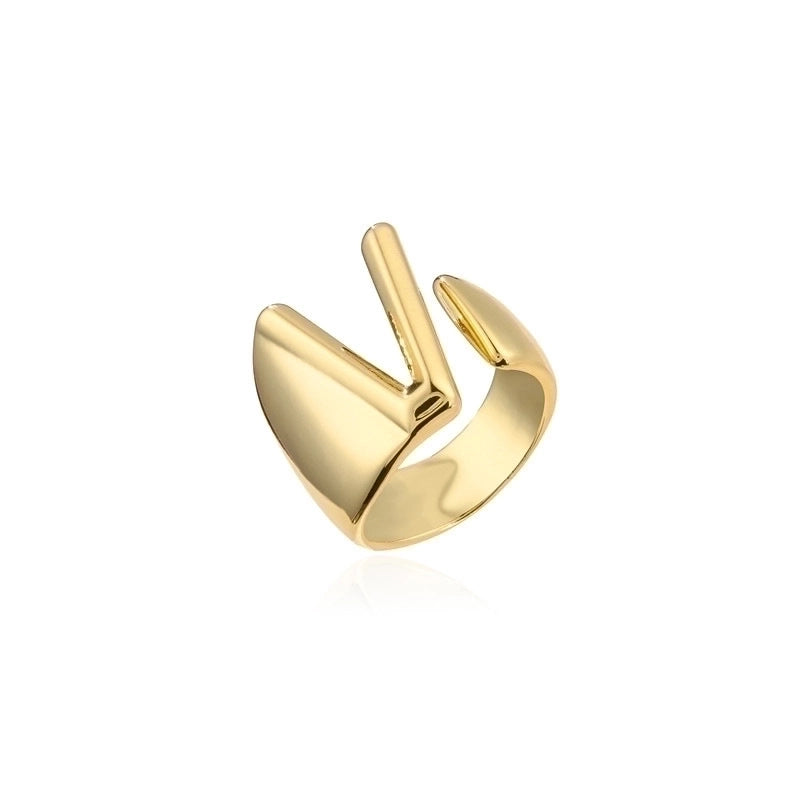 New 18k Copper Gold-plated Alphabet Open Ring