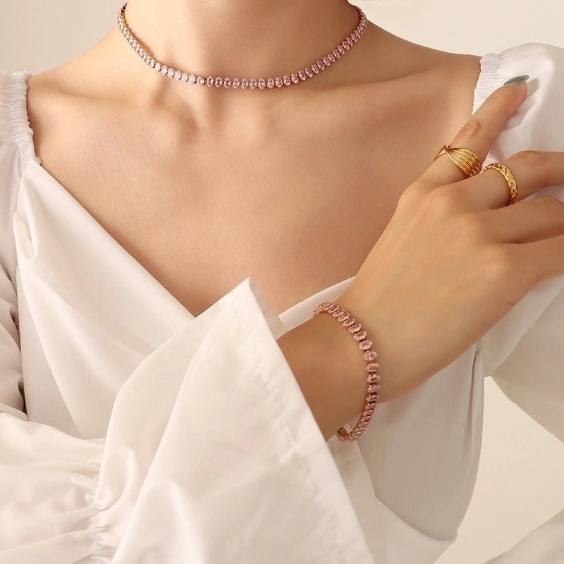 Fashion 304 Stainless Steel Zircon 18K Gold Plated Plating