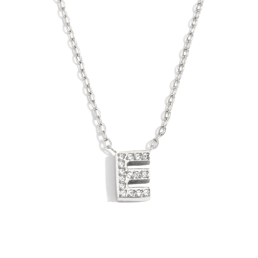 Fashionable And Simple 26 English Letter Pendant Stainless Steel Plated 18K Gold Diamond Small Letter Necklace For Women