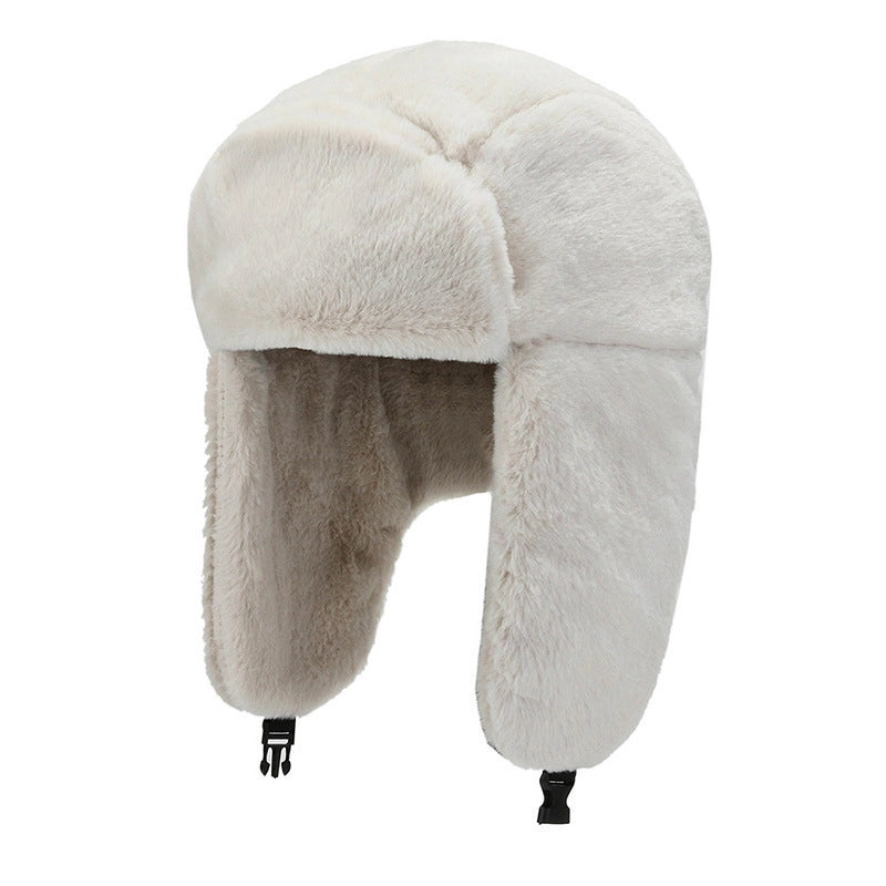 Winter Fleece-lined Men's And Women's Ear Protection Lei Feng Hat Rabbit Fur Windproof Cold-proof Fashion Outdoor Riding Lei Feng Hat