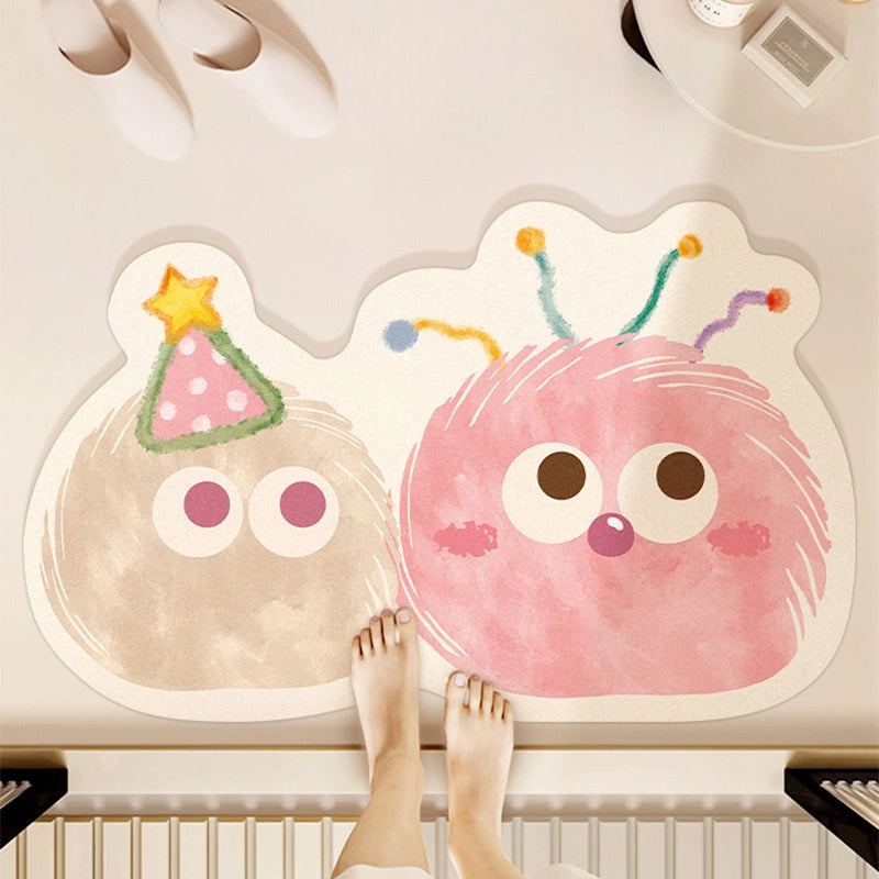 Cartoon Bathroom Mat Absorbent Dirt Resistant Fun Bathroom Door Quick-drying Diatom Mud Mat Toilet Anti-slip Mat