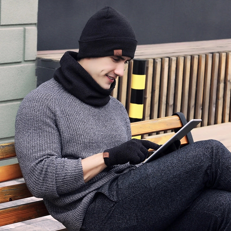 Winter Scarf Hat Gloves Three-piece Knitted Gloves Wool Scarf Warm Suit