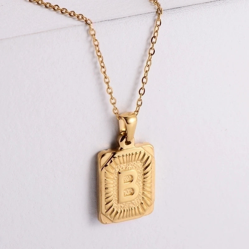 304 Stainless Steel 18K Gold Plated Minimalist Plating Letter No Inlaid Pendant Necklace