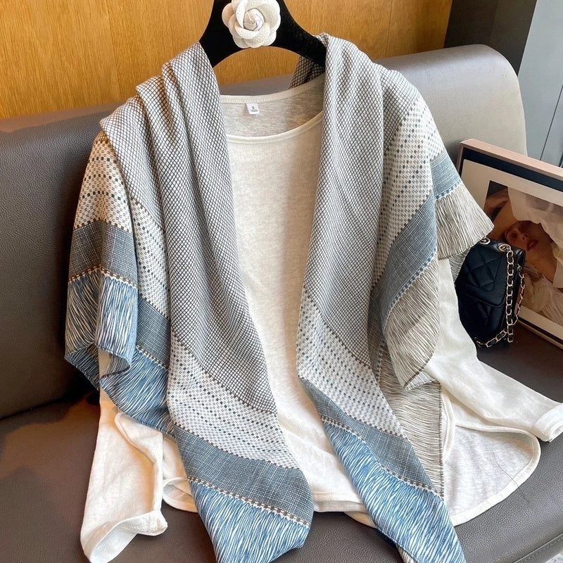 Women's Vintage Style Letter Color Block Polyester Silk Scarves
