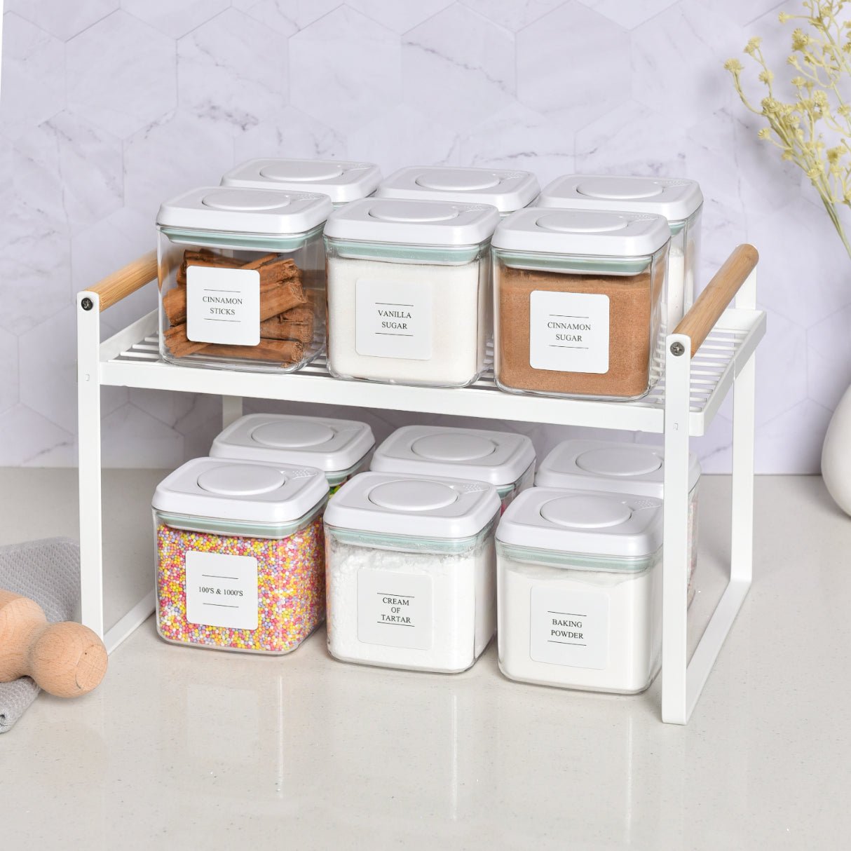 Push Top Spice Container 320ml - White Lid