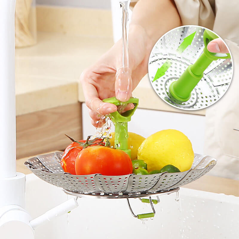 🧑‍🍳kitchen Artifact🥳Stainless steel folding vegetable steamer (🔥New Year's discount🔥)