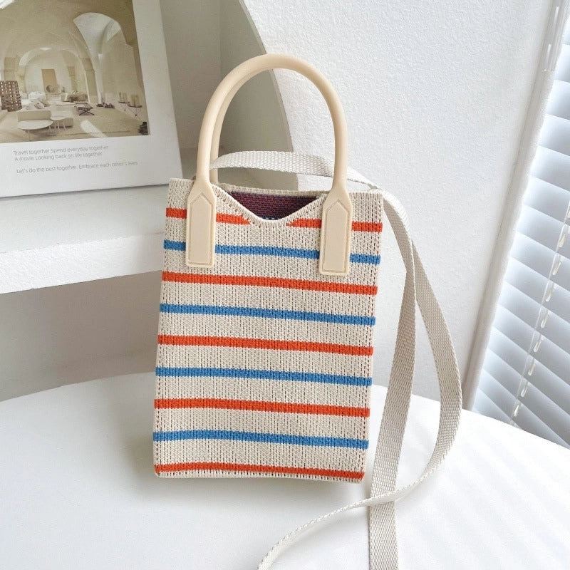 Women's Small Polyester Stripe Plaid Flower Vintage Style Open Crossbody Bag