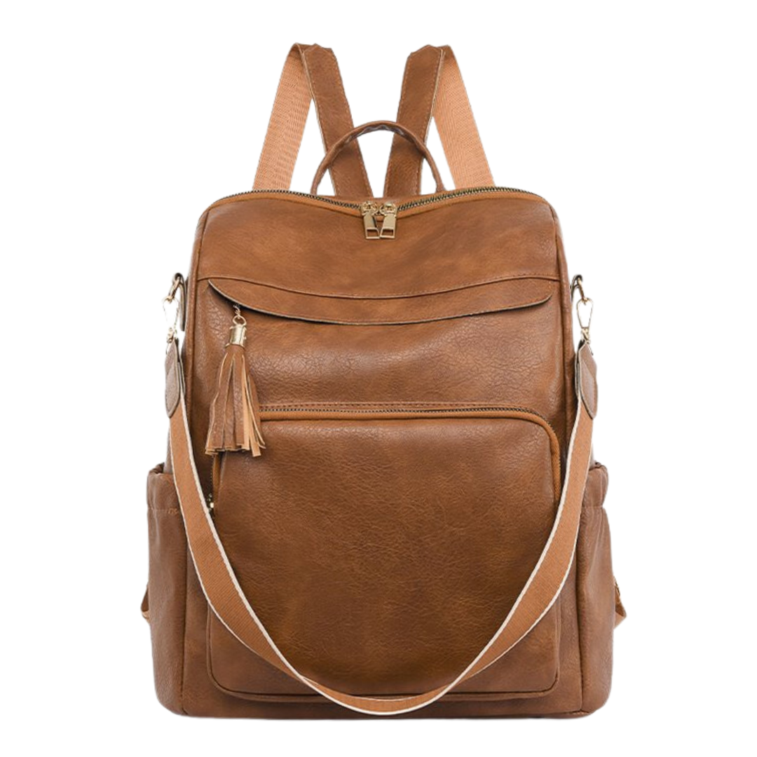 Retro  Soft Leather Multi-Compartment Ladies Backpack