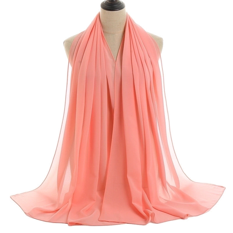 Women's Minimalist Solid Color Chiffon Cotton Linen Scarves