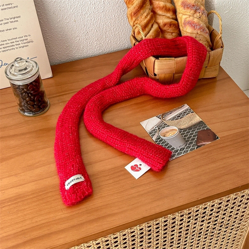 Women's Sweet Solid Color Polyester Knitted Scarf