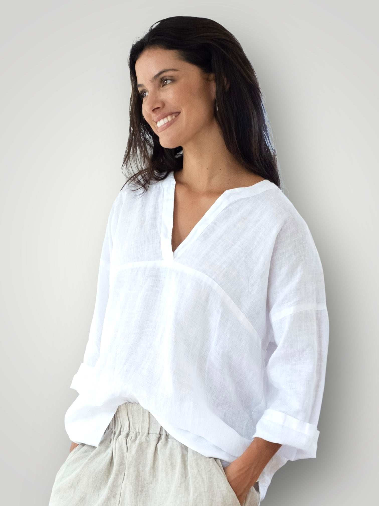 francis top - white linen