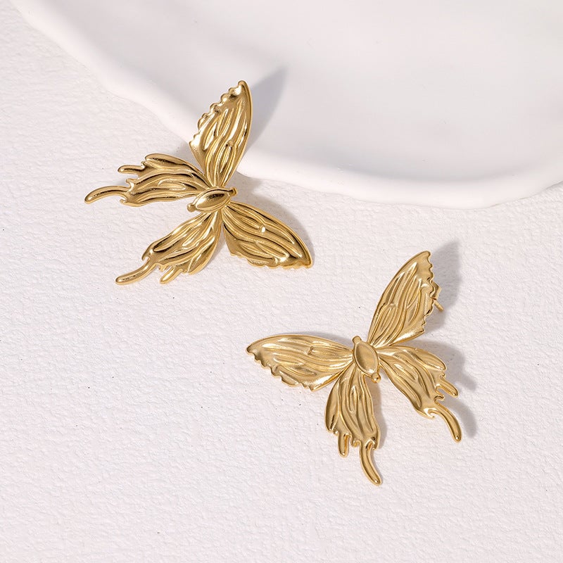 Simple And Versatile Butterfly Earrings Personalized Design Cute Niche Stainless Steel Earrings